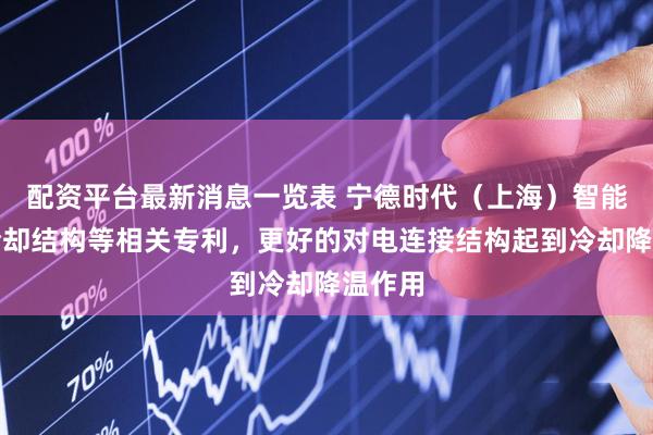 配资平台最新消息一览表 宁德时代（上海）智能取得冷却结构等相关专利，更好的对电连接结构起到冷却降温作用